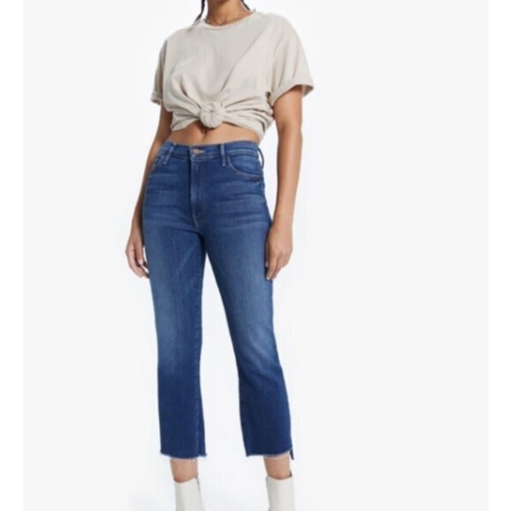 MOTHER THE INSIDER CROP STEP FRAY JEANS IN I'VE GOT YOU WASH SIZE 29 EUC